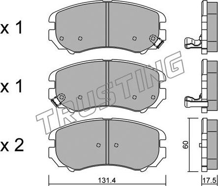 Trusting 519.0 - Bremžu uzliku kompl., Disku bremzes www.autospares.lv