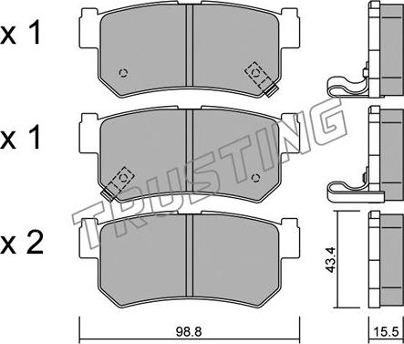 Trusting 535.0 - Тормозные колодки, дисковые, комплект www.autospares.lv