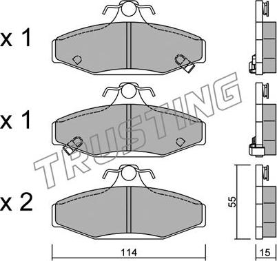 Trusting 536.0 - Bremžu uzliku kompl., Disku bremzes www.autospares.lv