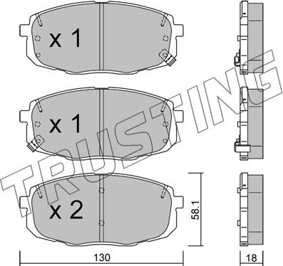 Trusting 5291 - Тормозные колодки, дисковые, комплект www.autospares.lv