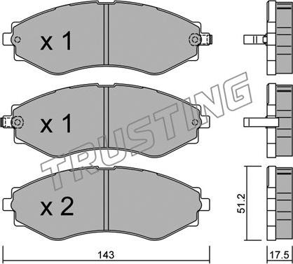 Trusting 525.0 - Bremžu uzliku kompl., Disku bremzes www.autospares.lv