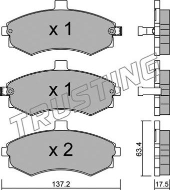 Trusting 520.0 - Bremžu uzliku kompl., Disku bremzes www.autospares.lv