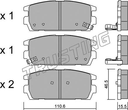 Trusting 523.0 - Тормозные колодки, дисковые, комплект www.autospares.lv