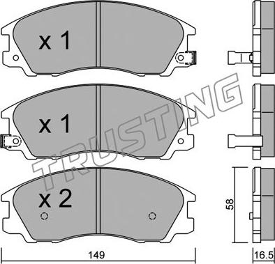 Trusting 522.0 - Brake Pad Set, disc brake www.autospares.lv