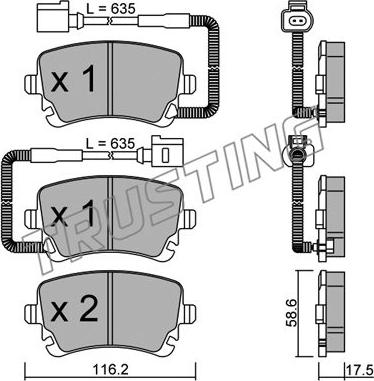 Trusting 570.1 - Тормозные колодки, дисковые, комплект www.autospares.lv