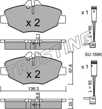 Trusting 578.0W - Bremžu uzliku kompl., Disku bremzes autospares.lv