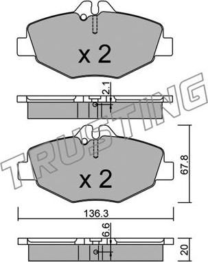 Trusting 578.0 - Bremžu uzliku kompl., Disku bremzes autospares.lv