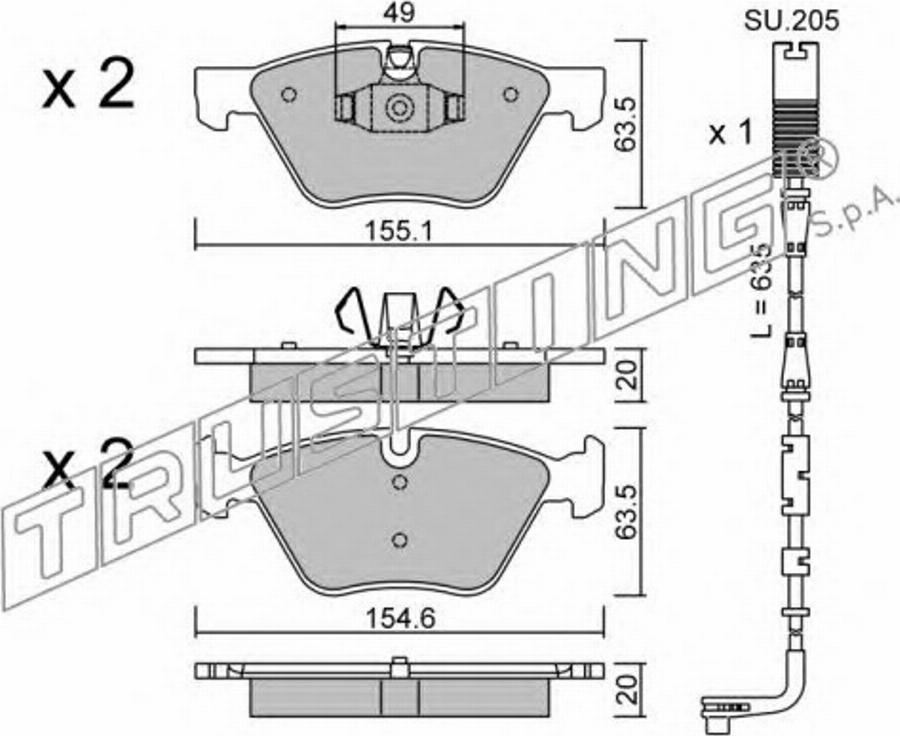 Trusting 573.5W - Bremžu uzliku kompl., Disku bremzes www.autospares.lv