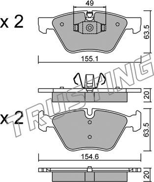 Trusting 573.5 - Bremžu uzliku kompl., Disku bremzes www.autospares.lv