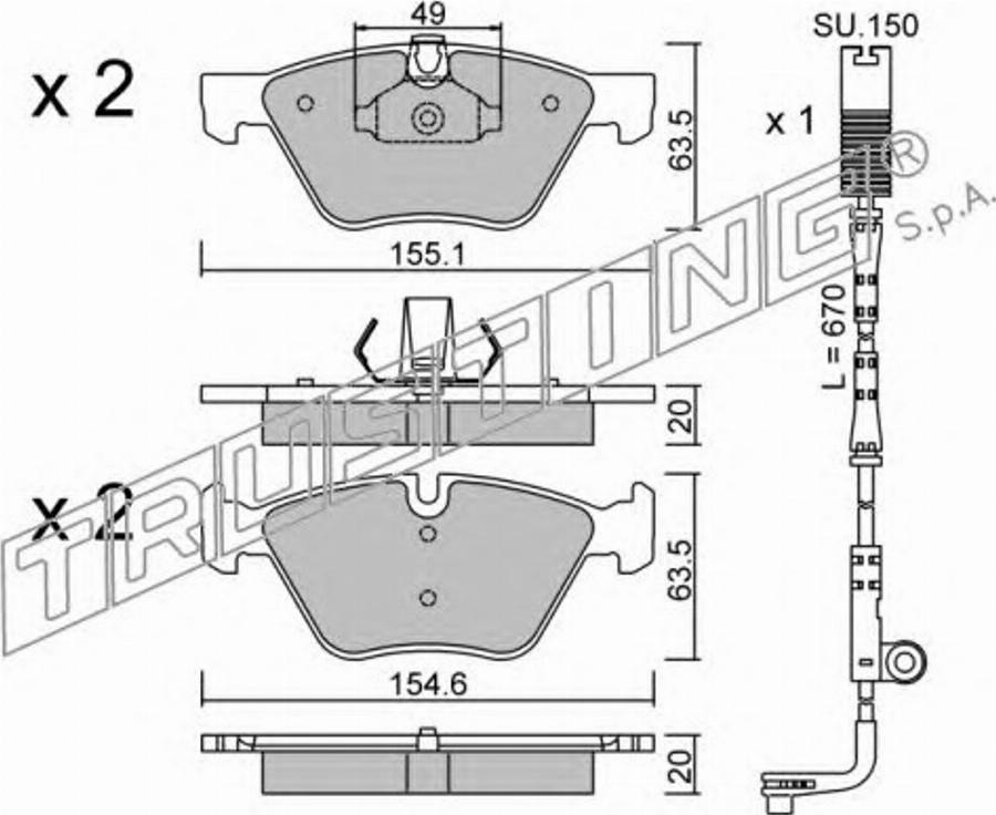 Trusting 573.0W - Bremžu uzliku kompl., Disku bremzes www.autospares.lv