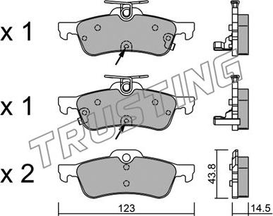 Trusting 572.2 - Тормозные колодки, дисковые, комплект www.autospares.lv