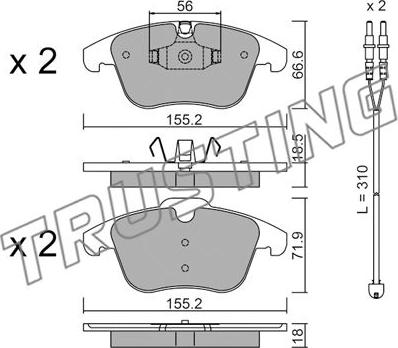 Trusting 691.5W - Bremžu uzliku kompl., Disku bremzes www.autospares.lv