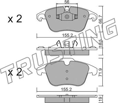 Trusting 691.3 - Тормозные колодки, дисковые, комплект www.autospares.lv