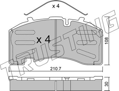 Trusting 668.0 - Bremžu uzliku kompl., Disku bremzes www.autospares.lv