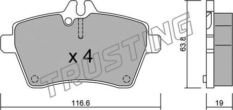 Trusting 662.0 - Bremžu uzliku kompl., Disku bremzes www.autospares.lv