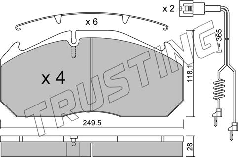 Trusting 602.3W - Тормозные колодки, дисковые, комплект www.autospares.lv