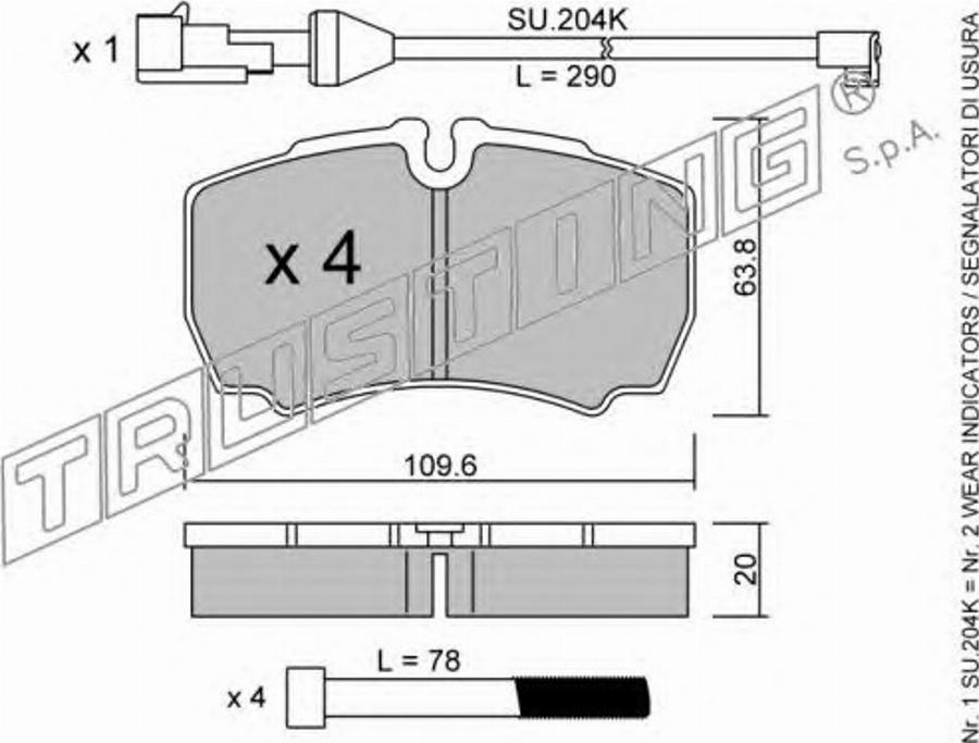 Trusting 620.0W - Brake Pad Set, disc brake www.autospares.lv