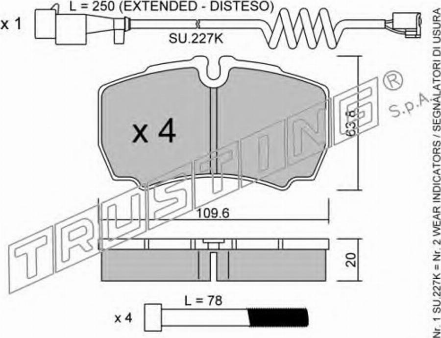 Trusting 620.1W - Brake Pad Set, disc brake www.autospares.lv