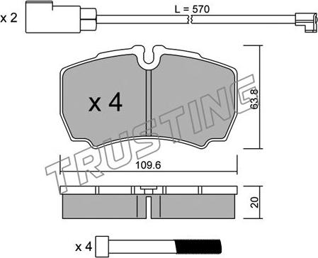 Trusting 620.2W - Bremžu uzliku kompl., Disku bremzes www.autospares.lv