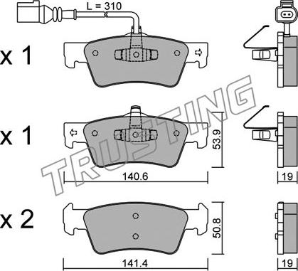 Trusting 677.1 - Brake Pad Set, disc brake www.autospares.lv