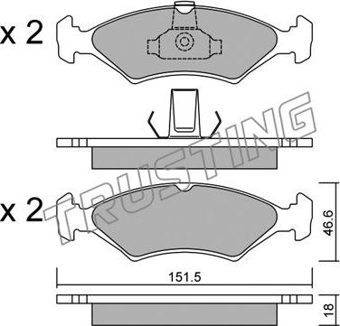 Trusting 095.0 - Bremžu uzliku kompl., Disku bremzes www.autospares.lv