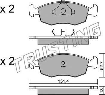 Trusting 096.2 - Тормозные колодки, дисковые, комплект www.autospares.lv