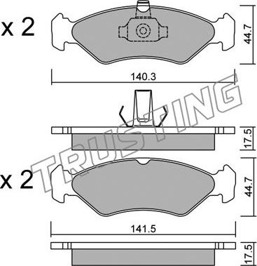 Trusting 090.0 - Тормозные колодки, дисковые, комплект www.autospares.lv