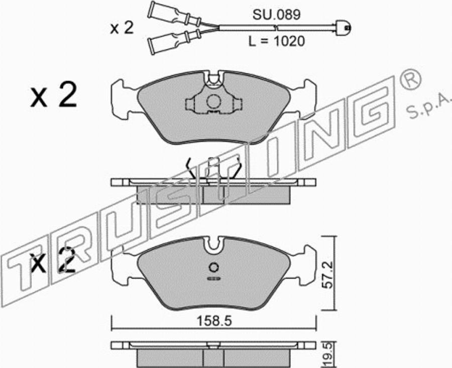 Trusting 093.1W - Bremžu uzliku kompl., Disku bremzes www.autospares.lv