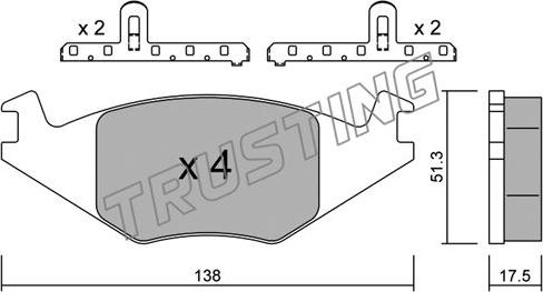 Trusting 049.0K - Тормозные колодки, дисковые, комплект www.autospares.lv