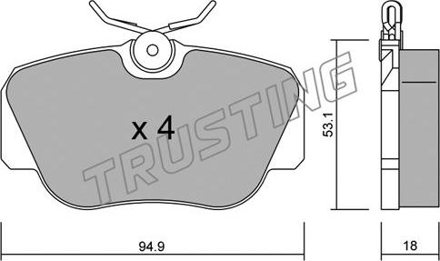 Trusting 043.0 - Brake Pad Set, disc brake www.autospares.lv