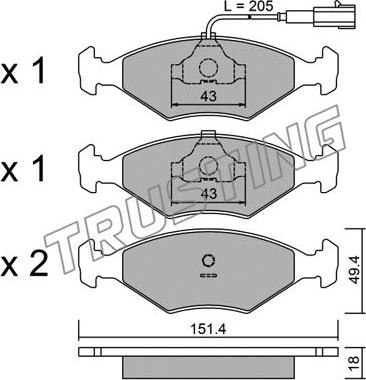 Trusting 059.4 - Bremžu uzliku kompl., Disku bremzes www.autospares.lv