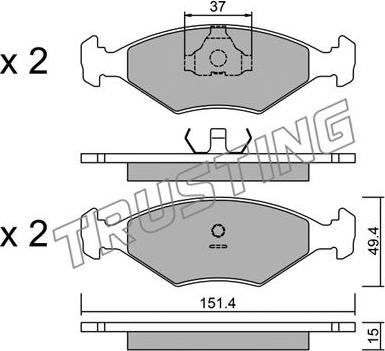 Trusting 059.5 - Тормозные колодки, дисковые, комплект www.autospares.lv