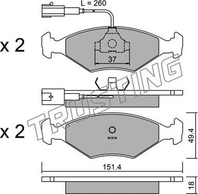 Trusting 059.1 - Bremžu uzliku kompl., Disku bremzes www.autospares.lv