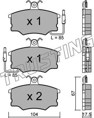 Trusting 055.0 - Тормозные колодки, дисковые, комплект www.autospares.lv