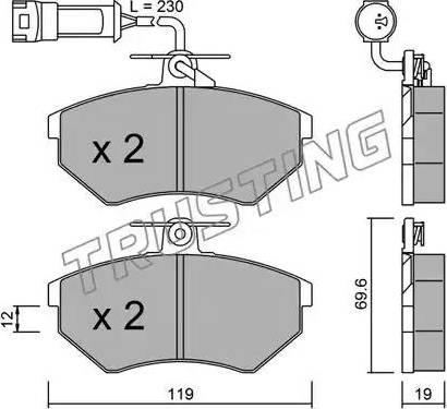 Trusting 052.3 - Bremžu uzliku kompl., Disku bremzes www.autospares.lv