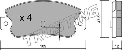 Trusting 065.0 - Тормозные колодки, дисковые, комплект www.autospares.lv