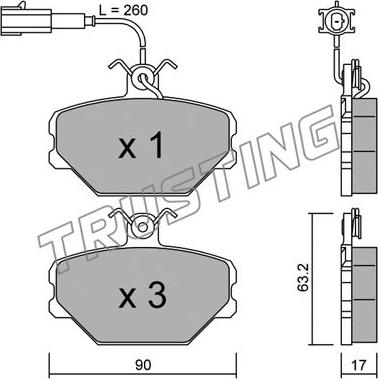 Trusting 061.0 - Тормозные колодки, дисковые, комплект www.autospares.lv