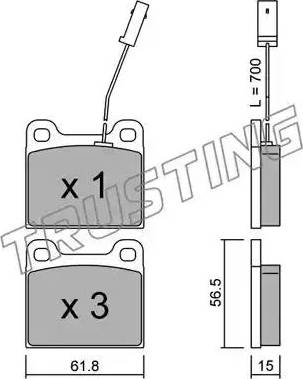 Trusting 003.3 - Bremžu uzliku kompl., Disku bremzes www.autospares.lv