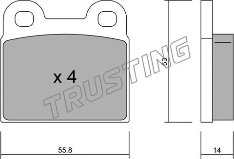 Trusting 002.0 - Тормозные колодки, дисковые, комплект www.autospares.lv