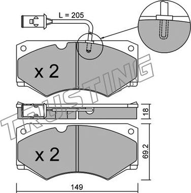 Trusting 016.3 - Bremžu uzliku kompl., Disku bremzes www.autospares.lv