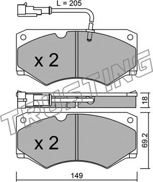 Trusting 016.7 - Bremžu uzliku kompl., Disku bremzes www.autospares.lv