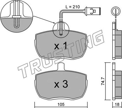 Trusting 018.5 - Bremžu uzliku kompl., Disku bremzes autospares.lv