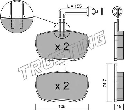 Trusting 018.1 - Bremžu uzliku kompl., Disku bremzes autospares.lv