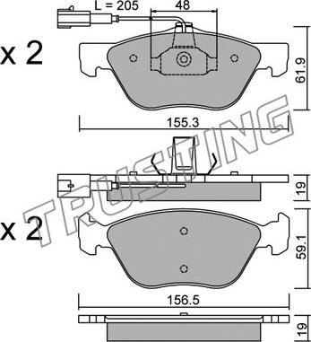 Trusting 085.0 - Тормозные колодки, дисковые, комплект www.autospares.lv