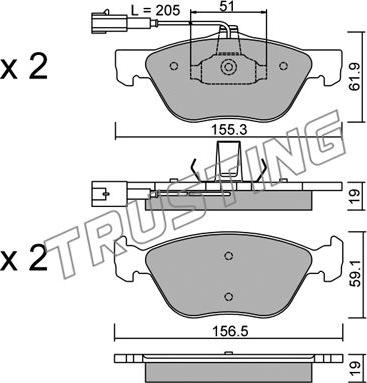 Trusting 085.1 - Brake Pad Set, disc brake www.autospares.lv