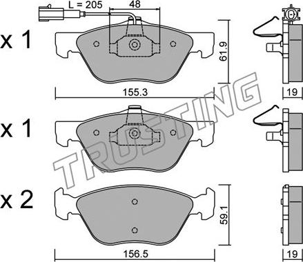 Trusting 085.2 - Тормозные колодки, дисковые, комплект www.autospares.lv