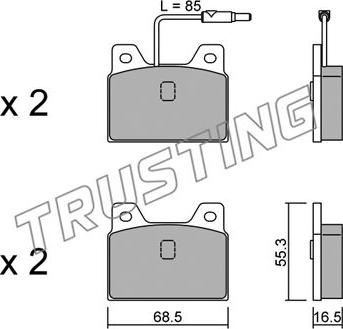 Trusting 086.0 - Тормозные колодки, дисковые, комплект www.autospares.lv