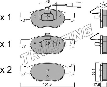 Trusting 081.0 - Bremžu uzliku kompl., Disku bremzes www.autospares.lv