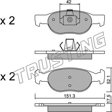 Trusting 081.1 - Тормозные колодки, дисковые, комплект www.autospares.lv