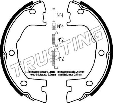 Trusting 034.120K - Bremžu loku kompl., Stāvbremze www.autospares.lv